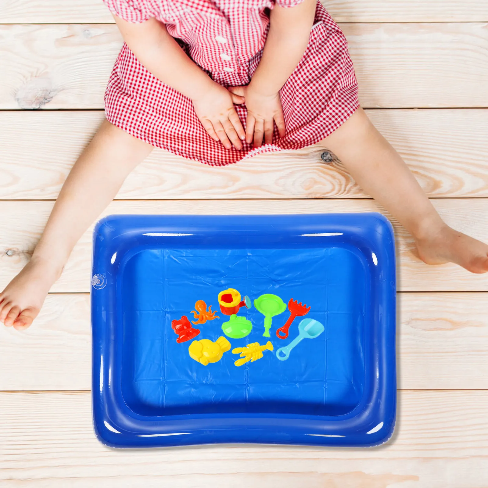 Inflatable Kids Sandbox Blue Environment-Friendly PVC Sand Tray for Children Play Sandcastle Educational Indoor Outdoor