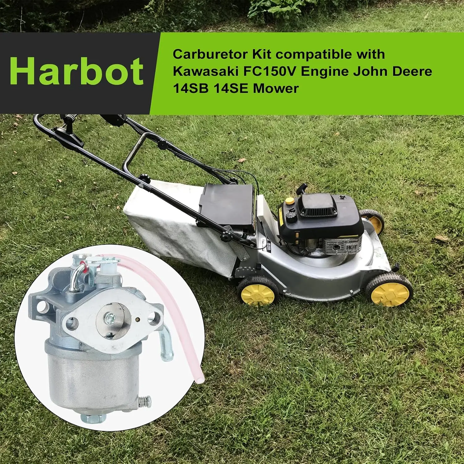 Carburetor for JD 14SB JX75 JE75 JX85 AM124620 Walk-Behind Mower Kawasaki FC150V 4 Stroke 15003-2364 Engine with Spark Plug Fuel