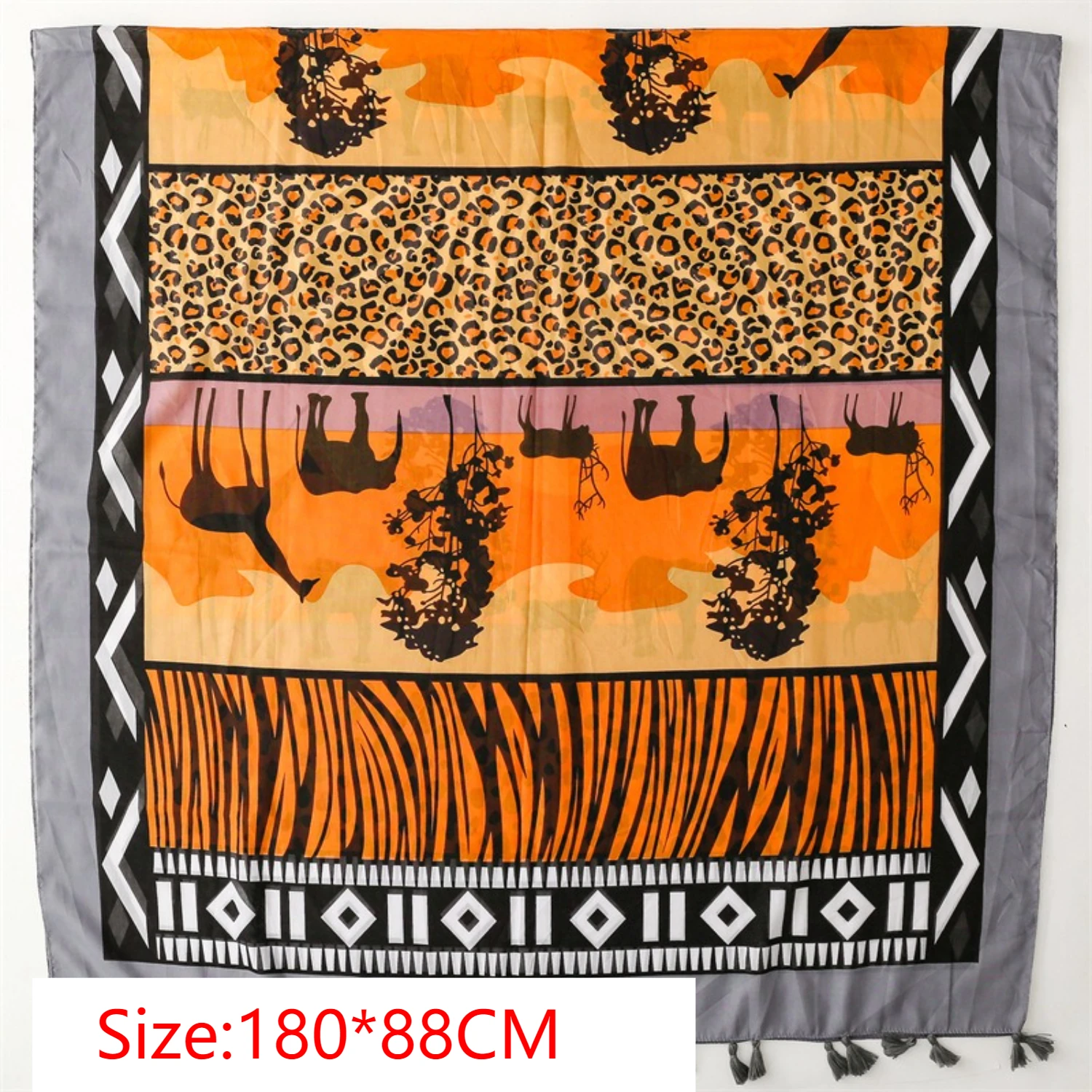Women's Scarf Shawl Fashion Stylish Double Sided Prints Soft Large Scarves with Tassel