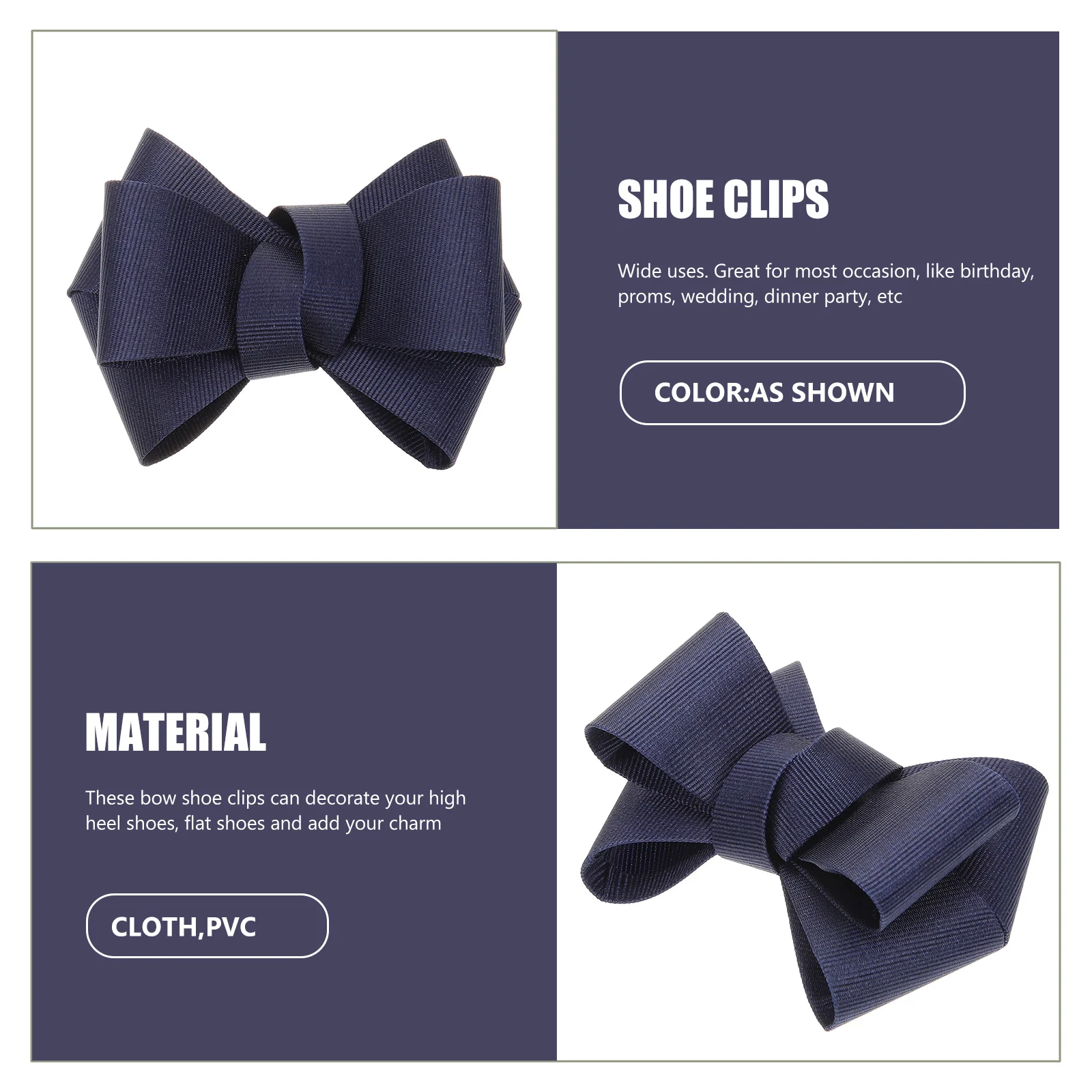 

1 Pair Bow Clips Removable Ribbon Bowknot Shoe Jewelry For Pumps Flats Heels Wedding Party Decoration Accessories Women Shoe