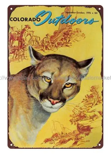 accent wall decor 1976 Colorado Outdoor Mountain Lion metal tin sign sign