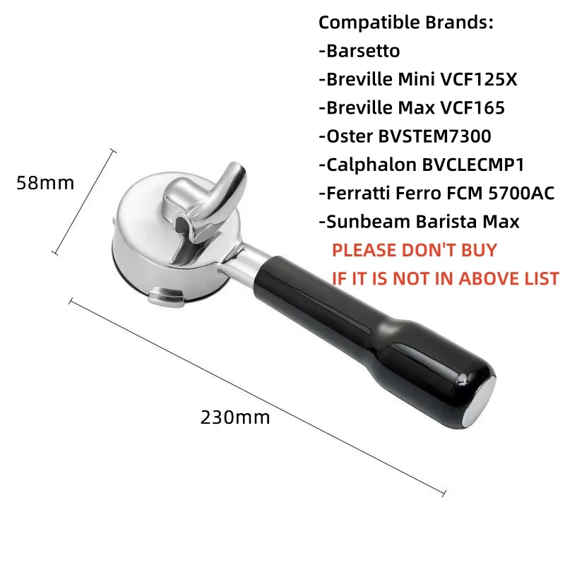 58mm 3 Nails Single/Double Spout Coffee Portafilter Filter Holder For Hibrew/Barsetto/Oster/Breville Max VCF-125X/GeviE020DE