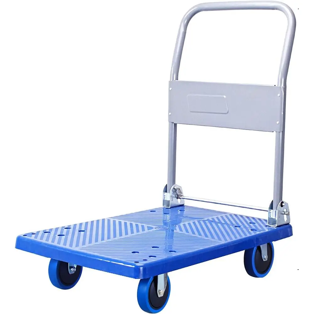 

Compact Plastic Deck Hand Truck with Metal Handle for Indoor and Outdoor Use, Silent Wheels (Small Size)