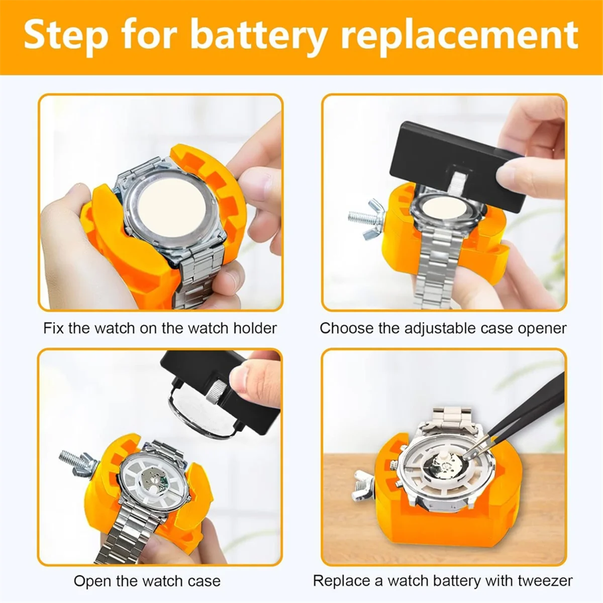 AS97 Watch Case Opener Tool: Watch Battery Replacement Tool Kit for Back Removal and Maintainance with Adjustable Case Opener