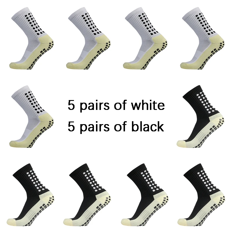 10 Pairs/lot Men Womens Football Socks Cotton Square Silicone Suction Cup Grip Anti Slip Soccer Sports Rugby Socks Tennis Socks