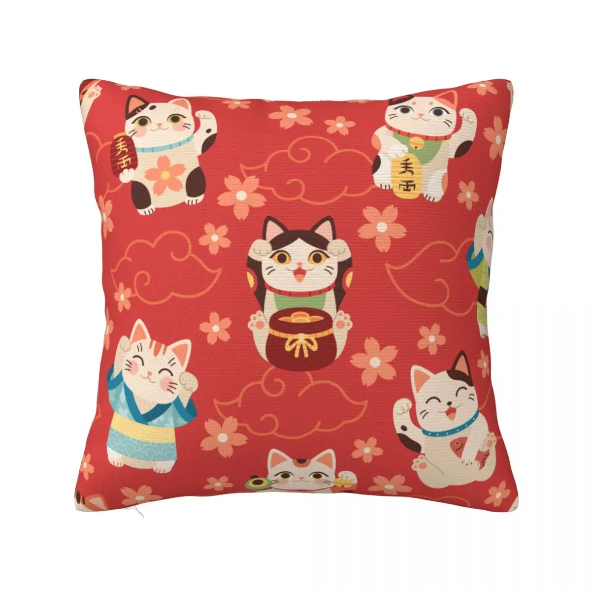 

Lucky Cat Floral Cute Pillowcase Soft Polyester Cushion Cover Decorations Throw Pillow Case Cover Car Zipper 40*40cm
