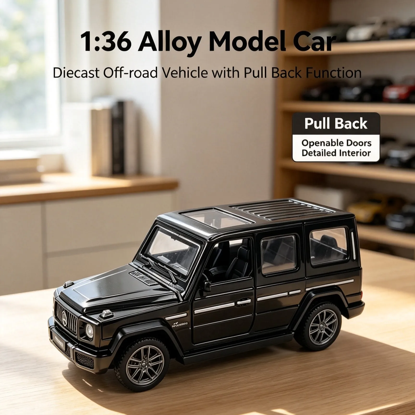 Modèle de voiture tout-terrain en alliage G63 G-Class 1:36, portes ouvrantes, SUV à rétrofriction, figurine, collection pour enfants, cadeau, décoration de bureau