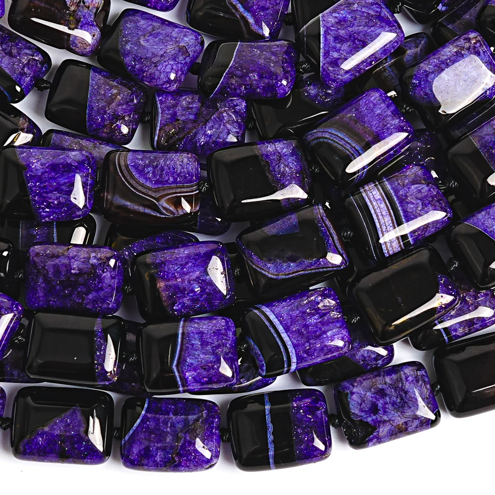 20x15mm Natural Dyed Purple Cube Agate Loose Beads Wholesale Stone Beads for Jewelry Making DIY Craft