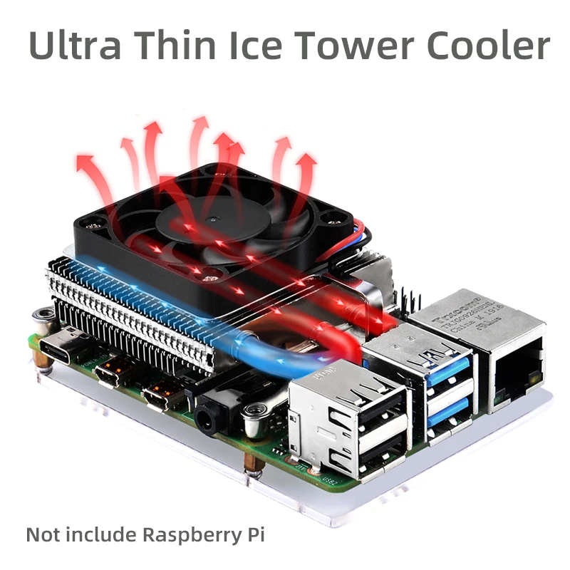 52Pi RPi 4 رقيقة جدا برج الجليد برودة وحدة المعالجة المركزية مروحة التبريد النحاس الأنابيب زعنفة المبرد سيليكون المبرد لتوت العليق Pi 4 نموذج B