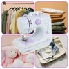 Portable Mini Electric Sewing Machine for Beginners 12 Stitches Foot Pedal Night Light Speed Control for DIY Home Sewing Mending 6