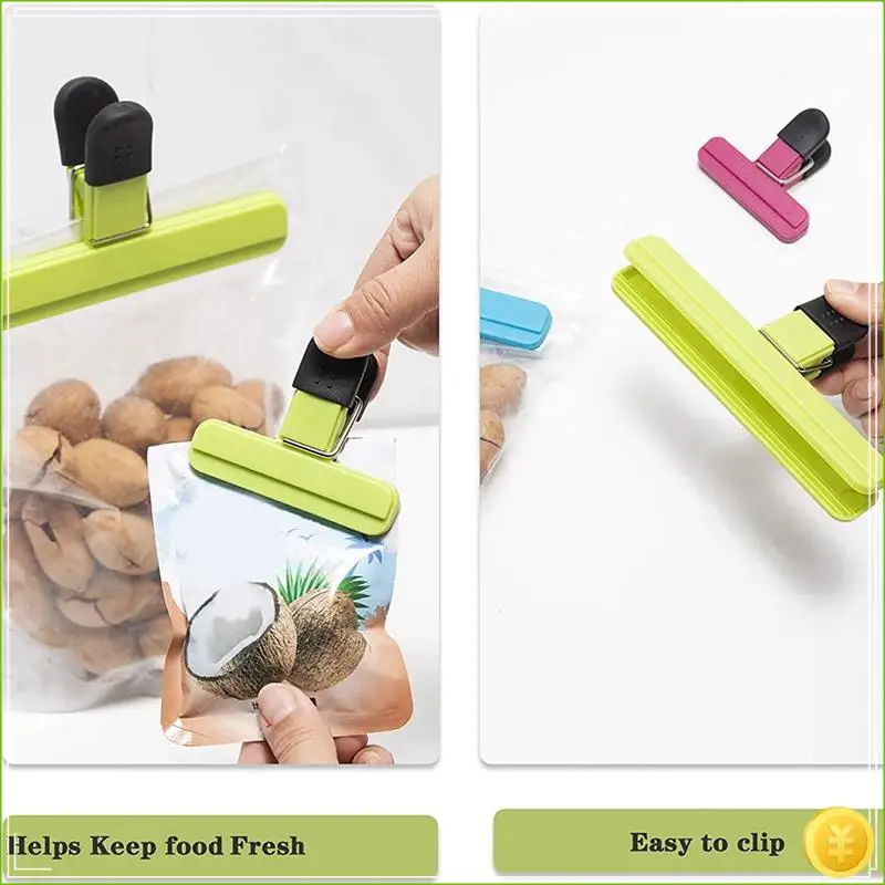 9 Pack Food Bag Clips Kitchen Clips Chip Bag Sealing Clips (3 BIG & 6 Small Size )