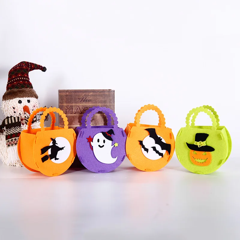 2/5Pcs Halloween Bags for Candy Diy Handmade Gift Bag Cute Pumpkin Ghost Handbags for Kids Trick or Treat Halloween