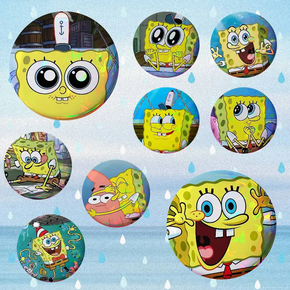 S-SpongeBob SquarePants Badges Tinplate Soft Button Pin Brooch Metal Badge Custom Jewelry Accessories Hat Bag Lapel