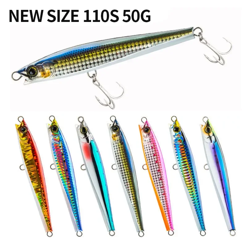 50g 110mm Pencil Fishing Lure Set Sinking Offshore Angling Whopper Plopper Crankbait Jig Fish Isca Artificial Ascesorios Pesca