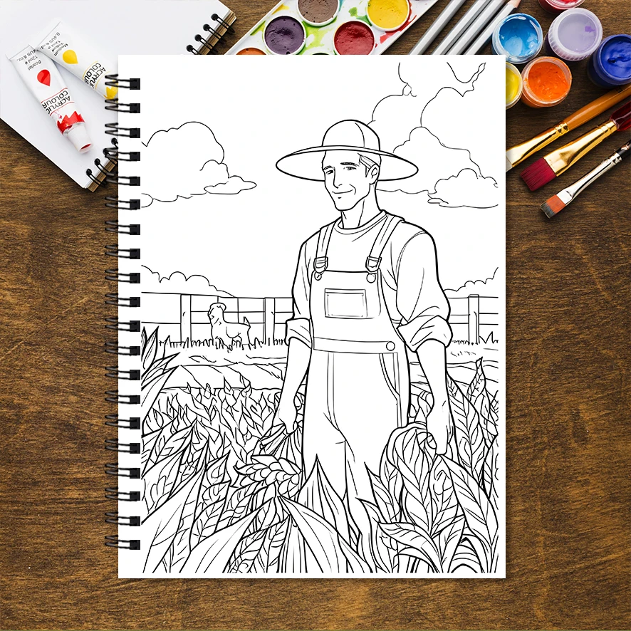 Relaxing Farm Time Adult Coloring Book - 8.3x 11.2 Inch 32 Page Coloring Book - Helps Reduce Stress and Ease Emotions