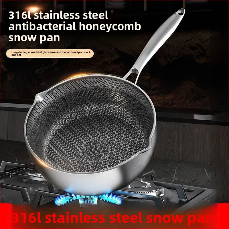 316 Stainless Steel Snow Pan, Non-Stick Coating-Free Saucepan for Baby Food & Cooking
