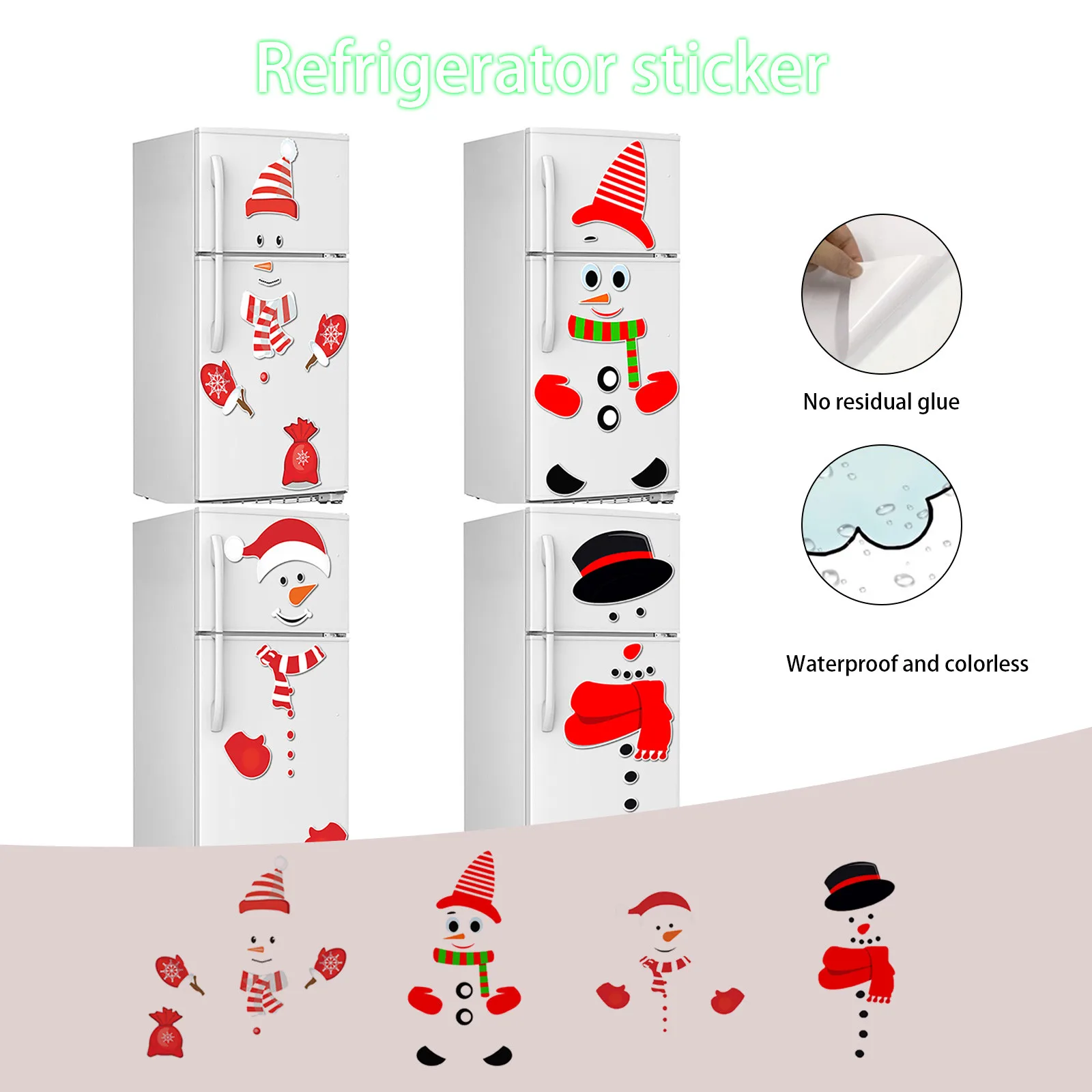 1set Snowman Fridge Magnet Magnetic Stickers Christmas Xmas Refrigerator Magnet Stickers for Kitchen Dishwasher Decor