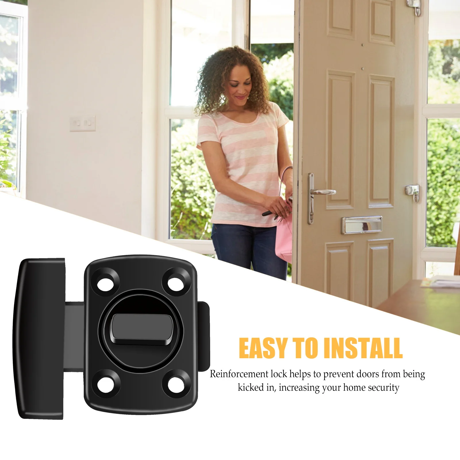 Sturdy Sliding Door Lock Safety Embedded Latch for Doors Zinc Alloy Reinforced Childproof Door Securing Mechanism