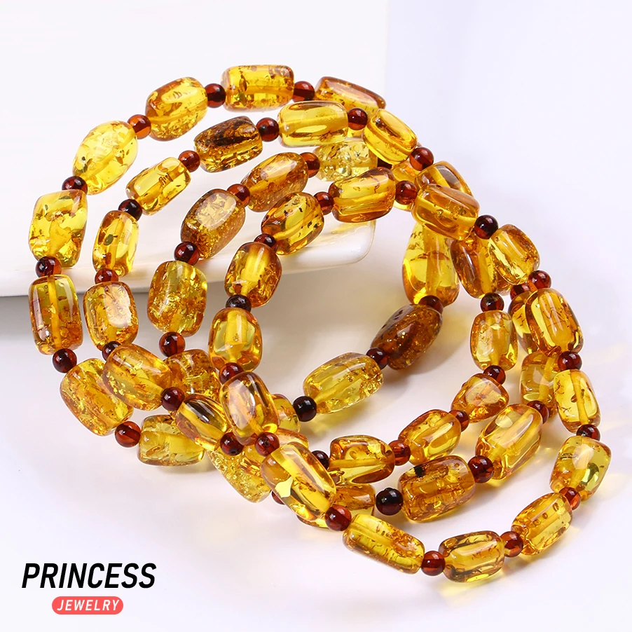 Natural Baltic Sea Flower Amber Beads 6-9x8-15mm Gemstone Loose Beads for DIY Bracelet Jewelry Making