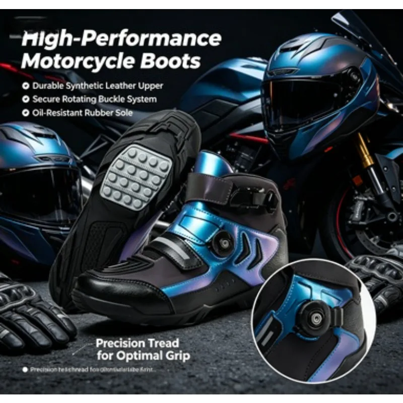 

Motorcycle Boots Men Woman Leather Motos Protective Short Boots Motocross Wear Resistant Breathable Specialized Protective Shoes