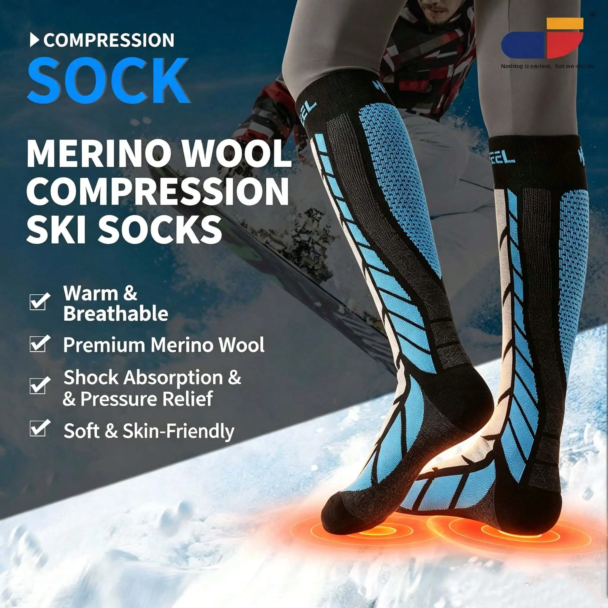 Winter Thermal Ski Socks, Compression Knee High Socks for Snowboarding Skiing Outdoor Sports