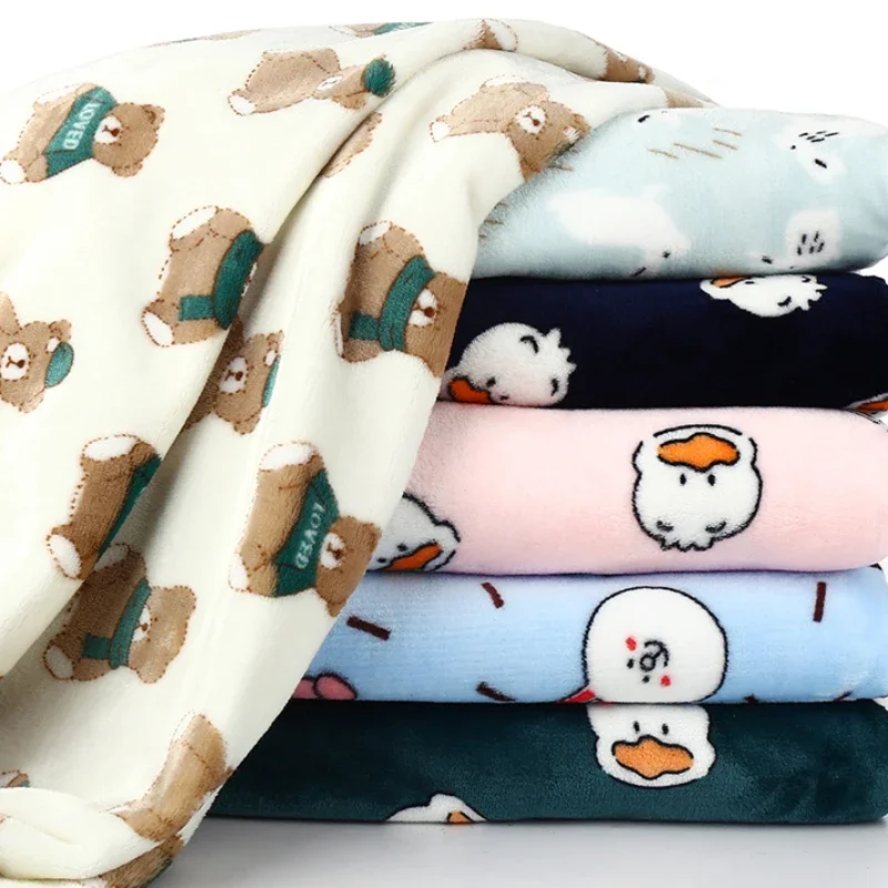 180cm Wide Double-sided Flannel Fabric Coral Fleece Soft Warm Pajamas Blankets Baby Plush DIY Apparel Sewing Fabric Thick 600g/m