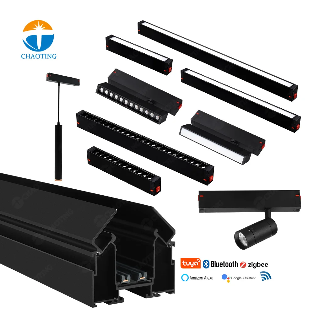 

Bestselling Europe Aluminum Rail Spot Lighting Smart Tuya Wifi Bluetooth Zigbee Magnetic Track Light Track For Stretch Ceiling