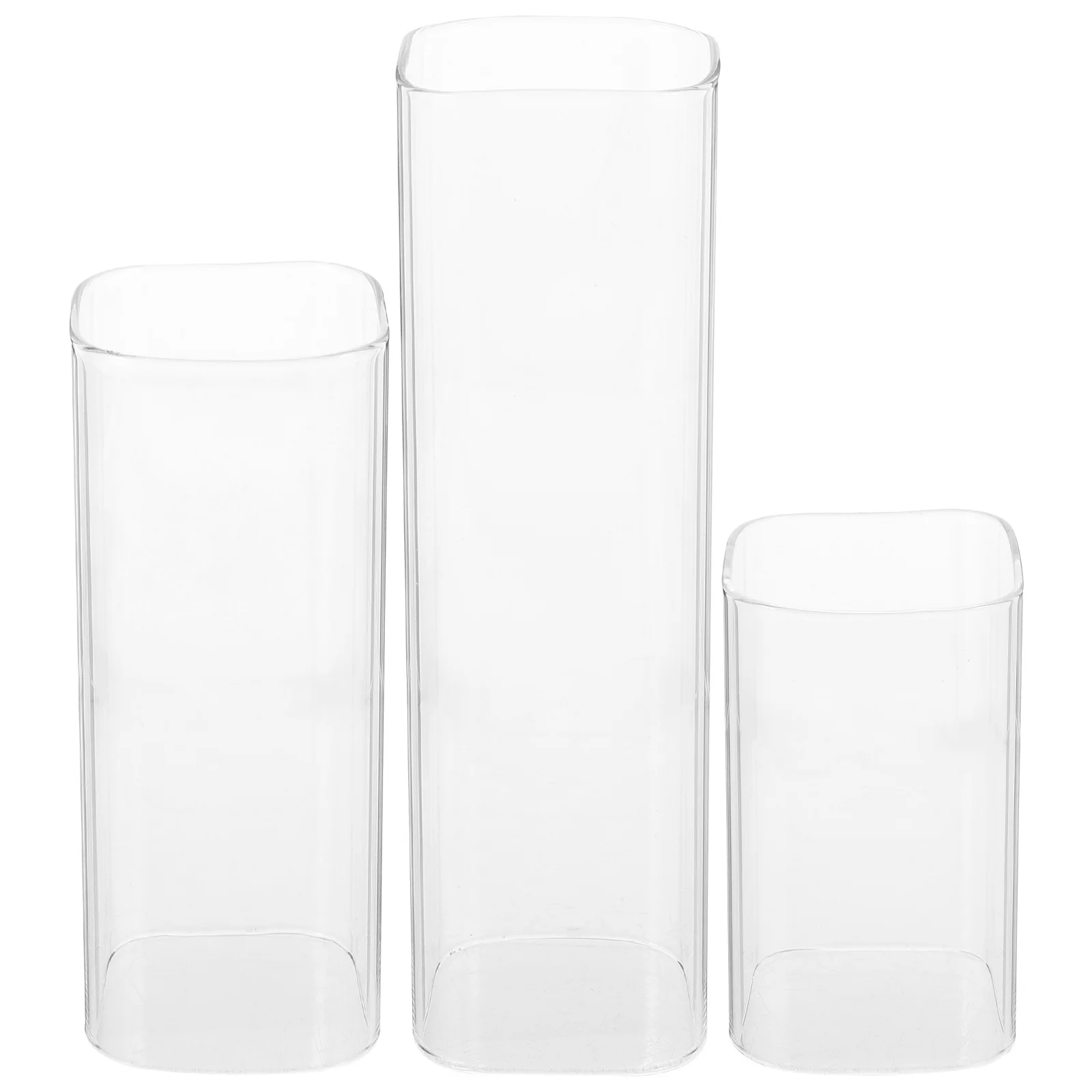 

3Pcs Glass Holder Sleeve Transparent Clear Shade Open Ended Tube Decorative for Banquet Home Party Use