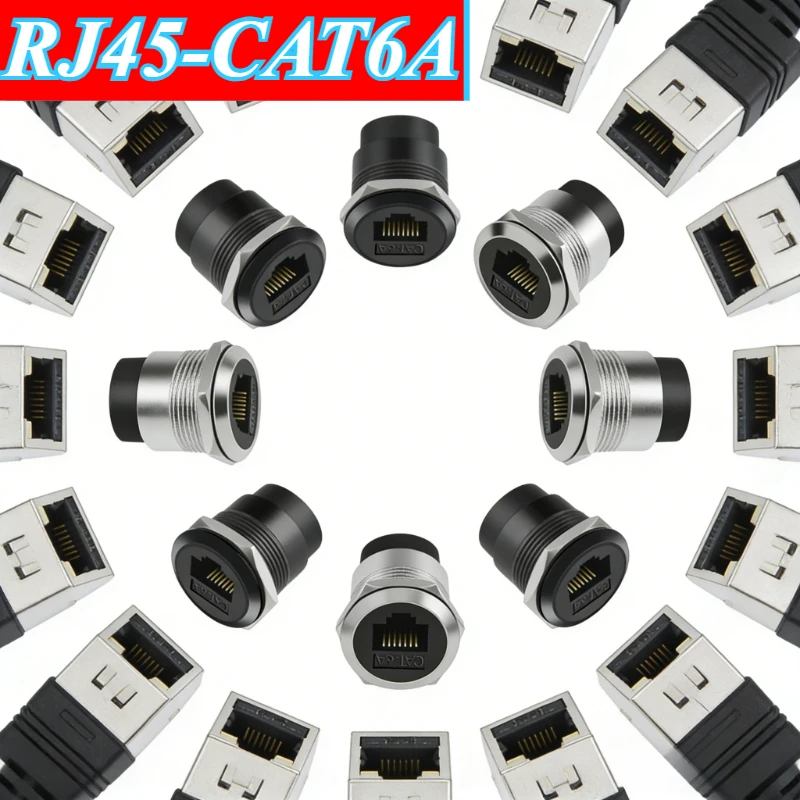 

Network C-type CAT6A RJ45 Direct Module Socket Cat 6A Ethernet Interface Data Signal Connector Metal Rj45 Round Panel Socekts