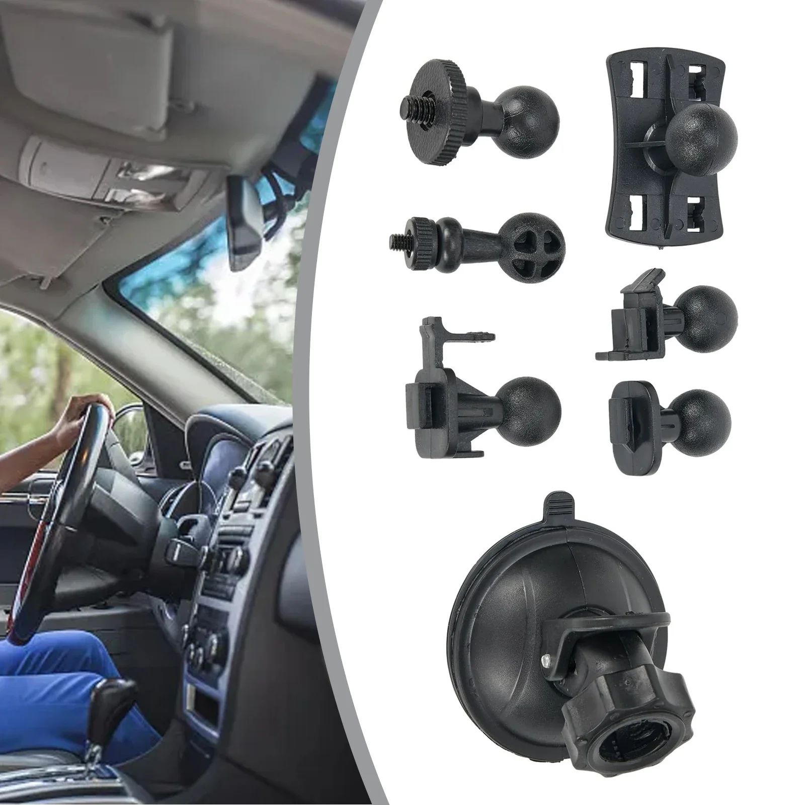 Car Suction Cup For Dash Cam Holder Vehicle Video Recorder With 6 Types Adapter Car Dashboard/windshield Rotating Mount Holder