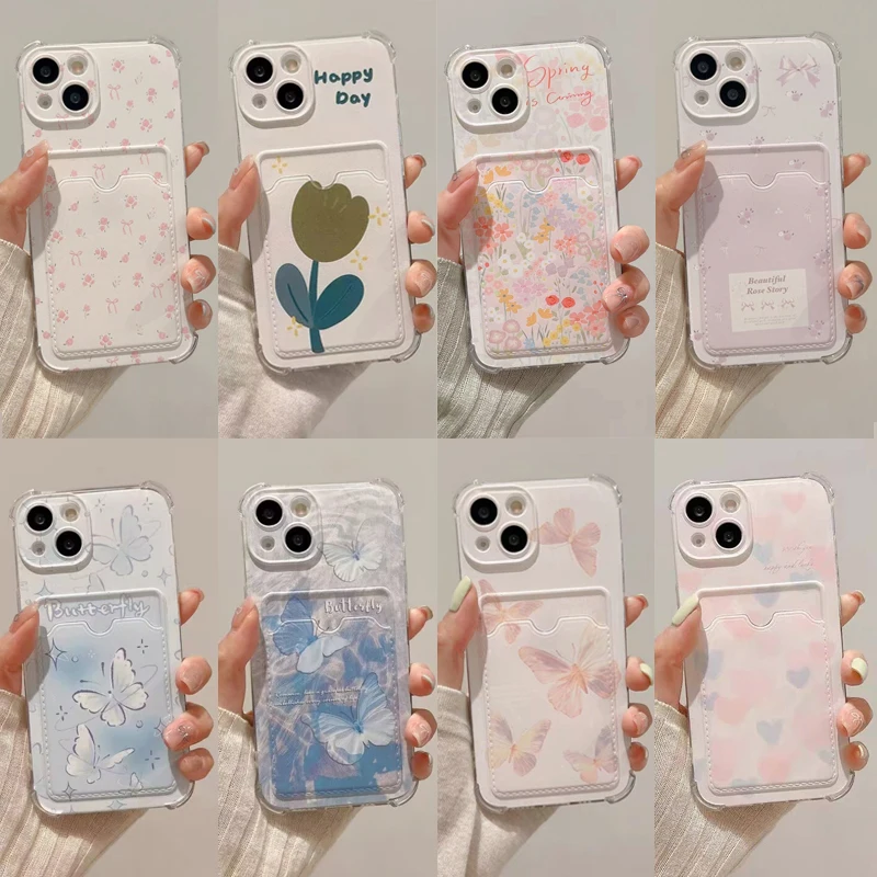 Fashion Flowers Pattern Case For Samsung Galaxy A17 A07 A55 A35 A56 A36 A26 A15 A14 A05 A05S A06 Photo Card Holder Wallet Cover