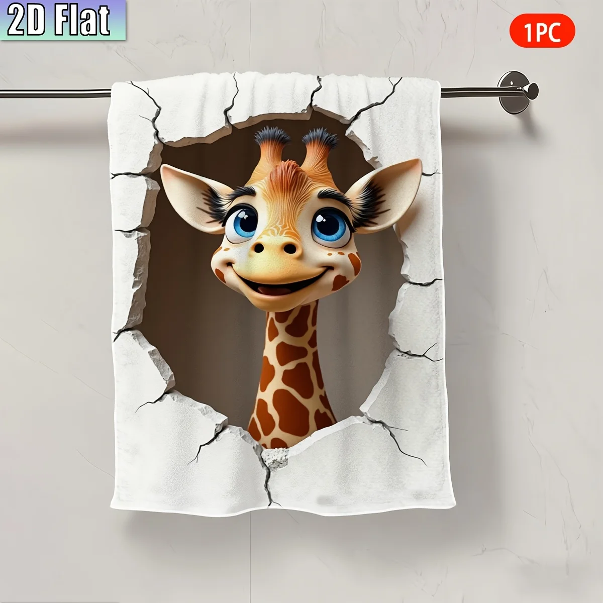 1pc Broken Wall Cartoon Giraffe Scrub Cloth,Soft Face Hand Towel,Must-Have for Home&Travel，Perfect for Kitchen,Bathroom,Dorm,Gym