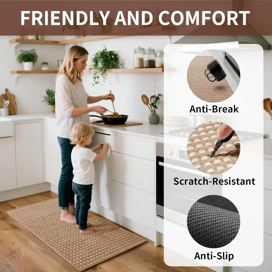 Long Kitchen Runner Rugs Kitchen Mat Non Slip Washable er Absorbent Soft Chenille Braided Kitchen Mats for Floor Rubber Backing