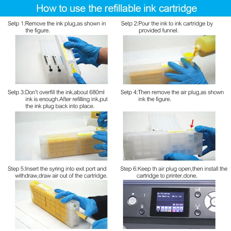 1PC T7251 T7252 T7253 T7254 T725A Refillable Ink Cartridge With Chip For Epson SureColor F2000 F2100 Printer