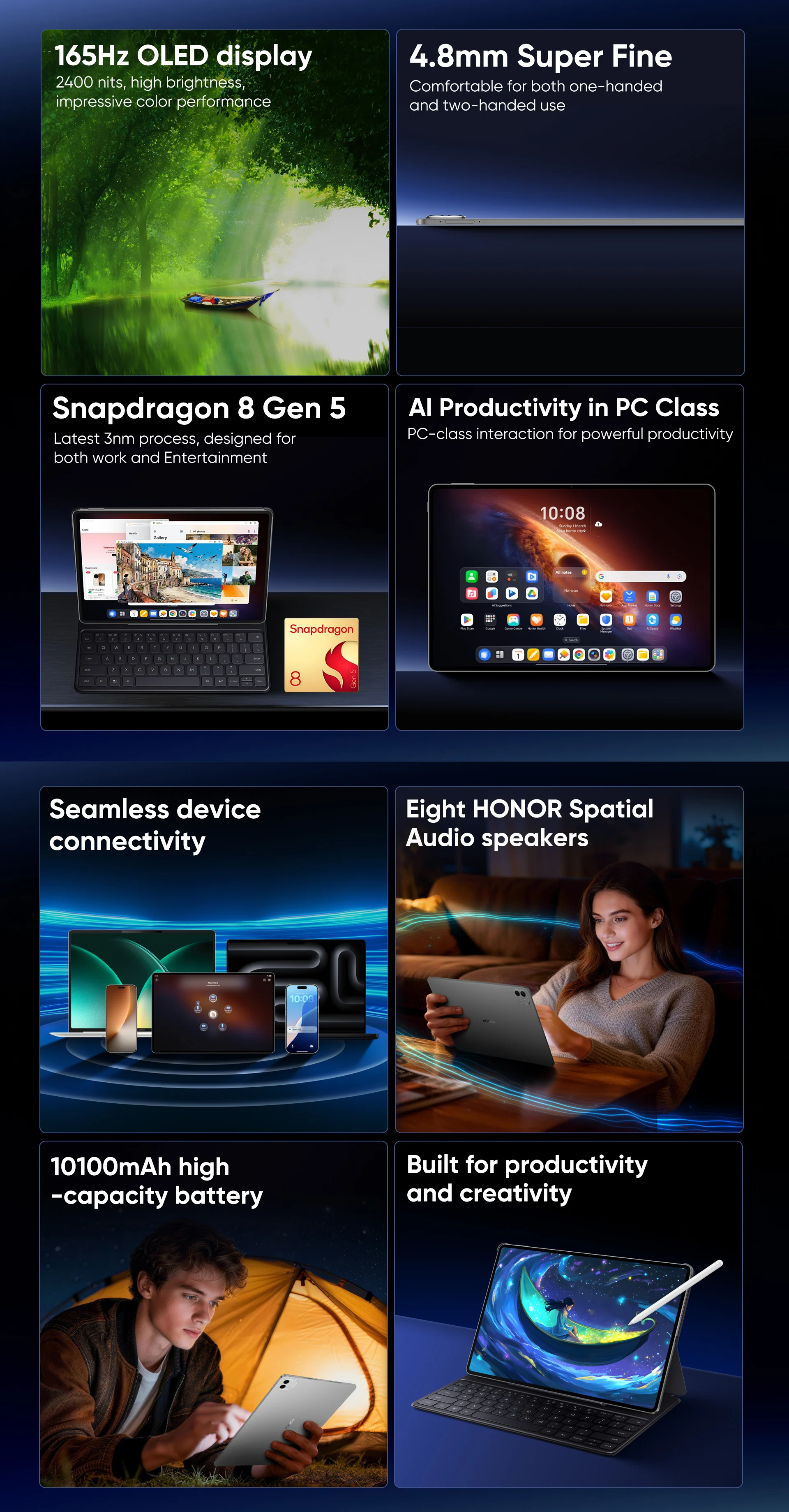 Original HONOR MagicPad 4 Global Version Tablet Snapdragon 8 Gen 5 12.3 Inches 165Hz OLED Display 10100mAh Battery Android 16
