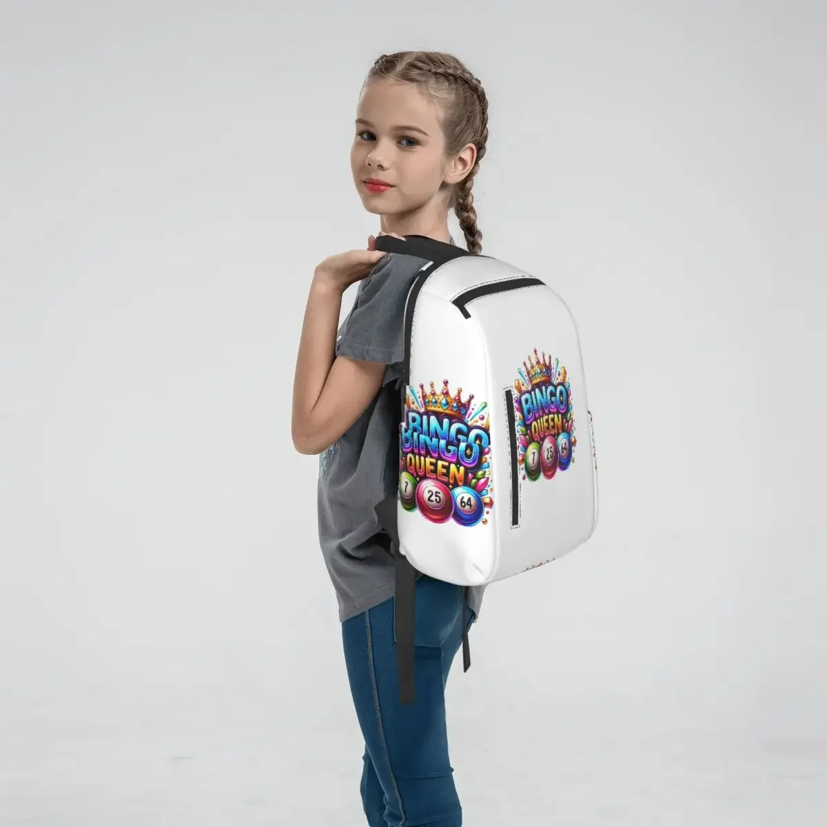 Bingo Queen Best Player Of Vacation Bingo Backpack Daypack Boys Girls BookBag School Bag Shoulder Bags for Men Women