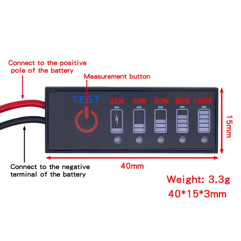 3.7V-72V Lithium Battery Power Detection Lamp Board 12V Lead-acid Battery Lithium Iron Phosphate Power Display