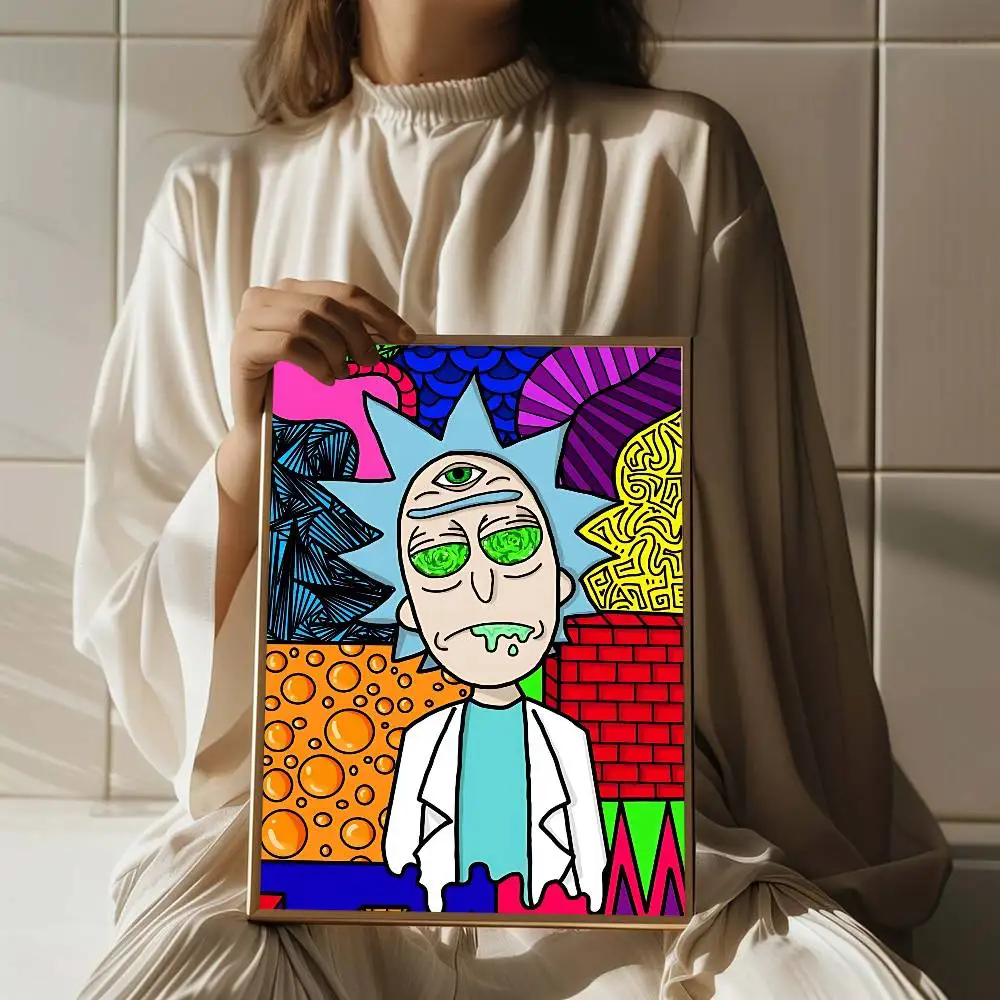 ملصق R-Rick And M-Morty الكلاسيكي المقاوم للماء ملصق ورقي لديكور جدران غرفة القهوة والبار #3
