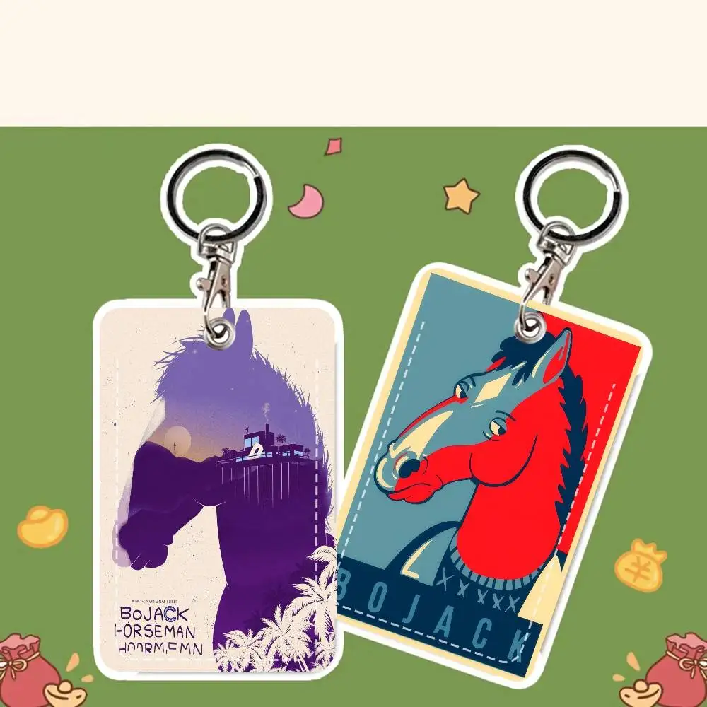 

Anime B-BoJack H-Horseman Sleek Leather Card Sleeve with Keyring Lightweight Wallet for Daily Carry