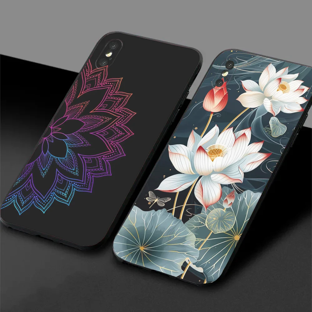 

Lotus painting Phone Case For Samsung S24,23,22,30,21,10,9,Ultra,Plus,Lite,FE,5G Black Soft Case