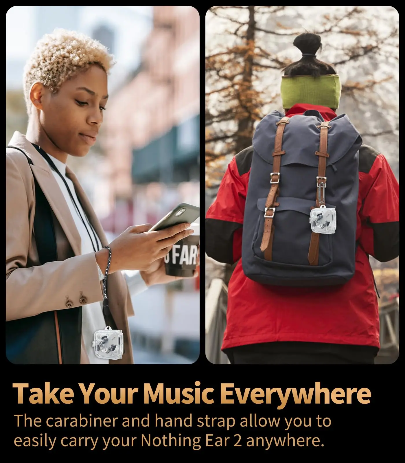 2023 لـ Nothing Ear 2 حافظة شفافة ناعمة من البولي يوريثان الحراري لكامل الجسم مقاومة للصدمات مع حبل وسلسلة مفاتيح لـ Nothing Ear 2