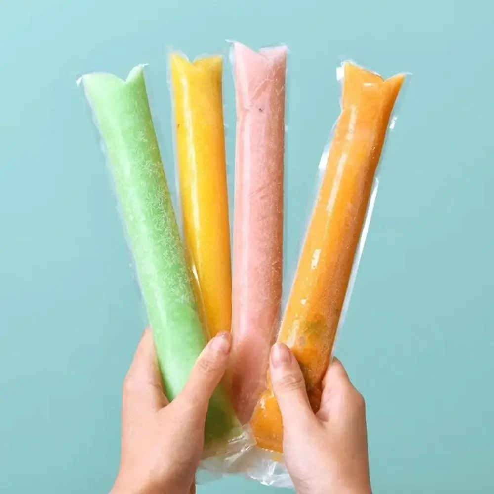 50/100Pcs Food Grade PE Material Disposable Popsicle Bags Transparent Clear Colorful Ice Pop Mold Bags Leakproof Sealed