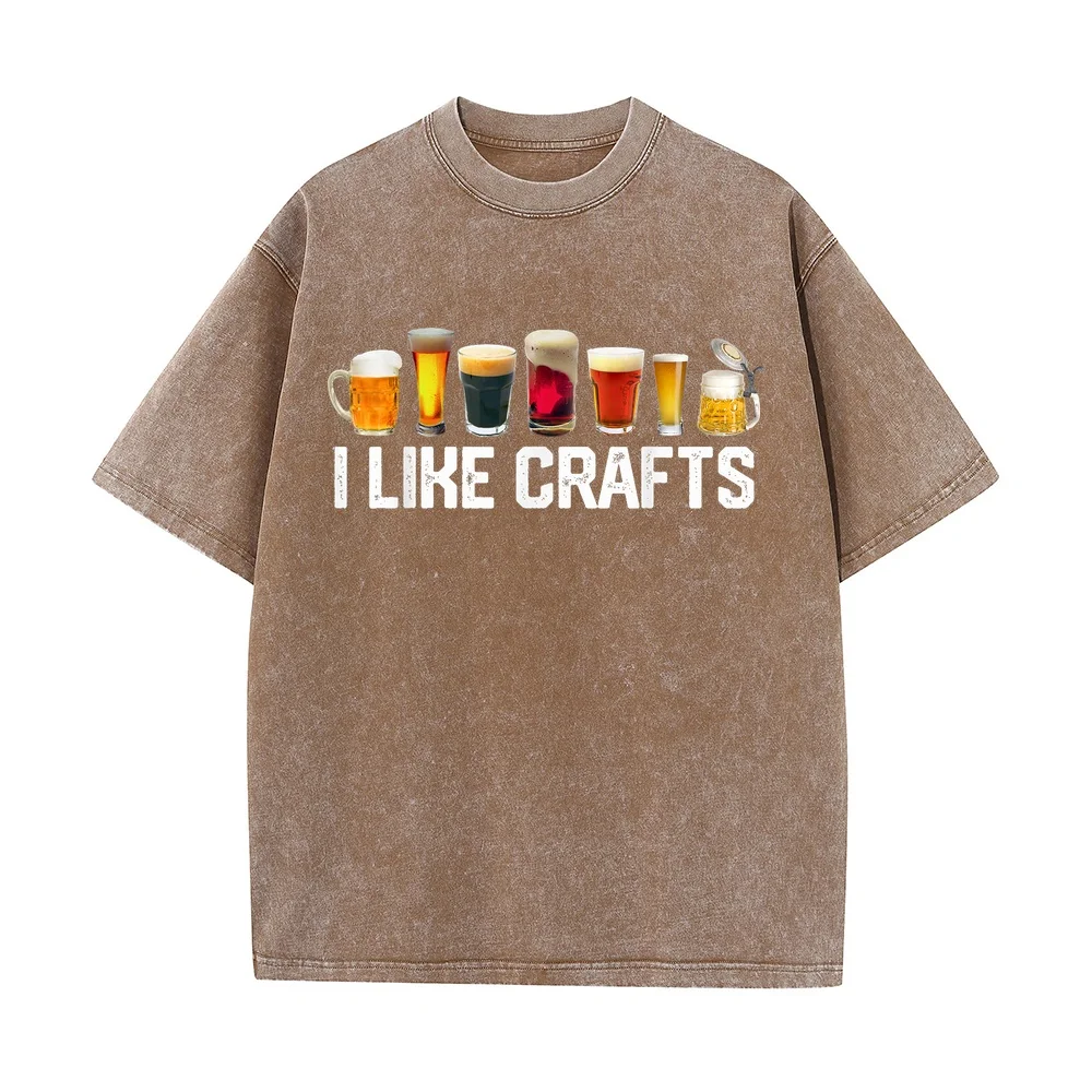 I LIKE CRAFTS Craft Beer Microbrew Hops Funny Gift Dad Men T-Shirt White Men's T-Shirts T Shirt Versatile Graphic Casual Tee