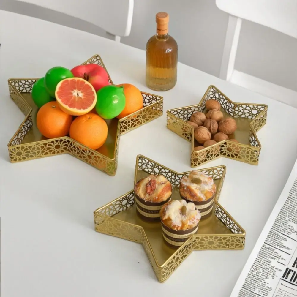 Creative Ramadan Dessert Tray Muslim Islamic Stars Serving Trays Star/Heart Shaped Pentagram Candy Pastry Food Tray