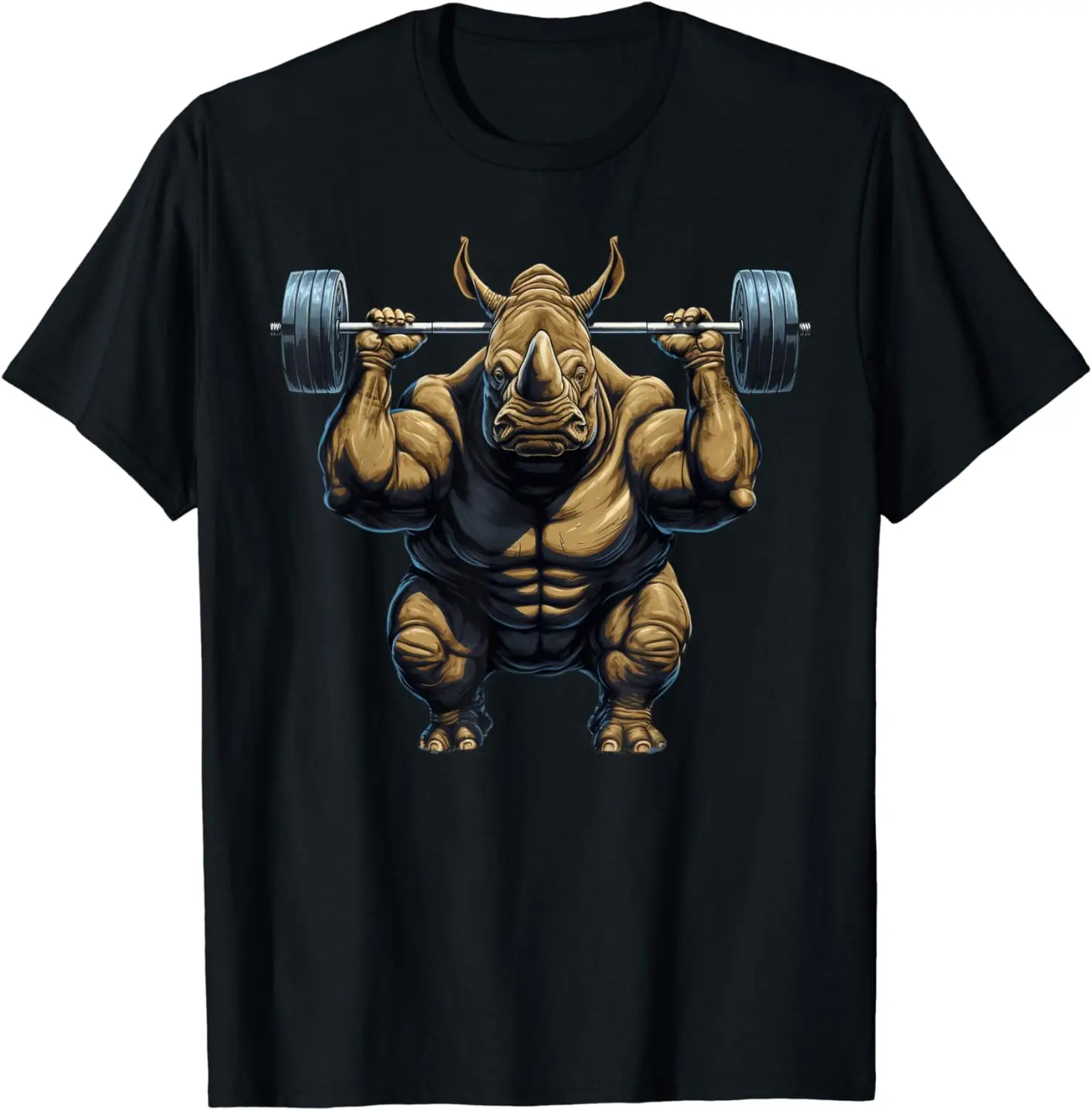 Rhino Powerlifting Weightlifting Rhinoceros Gym Workout T-Shirt  Graphic T Shirts  Men Clothing Tops Camisas Streetwear