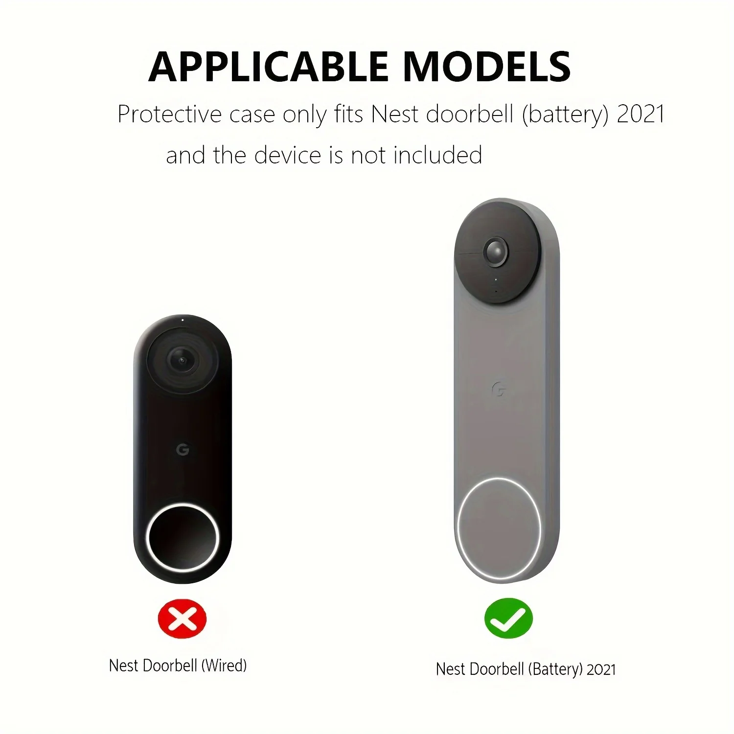 Adjustable Angle Door Clip Bracket+Silicone Protective Cover, For Google Nest Doorbell (2021 Battery Version) Visual Doorbell Br