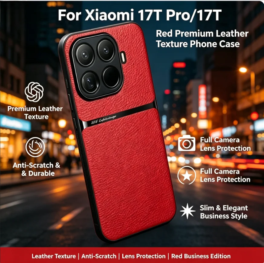 Luxury Business Lychee Texture Leather Magnetic Case For Xiaomi 17T 15T Pro 17 Pro Max 17Ultra For Magsafe Slim Anti-drop Cover