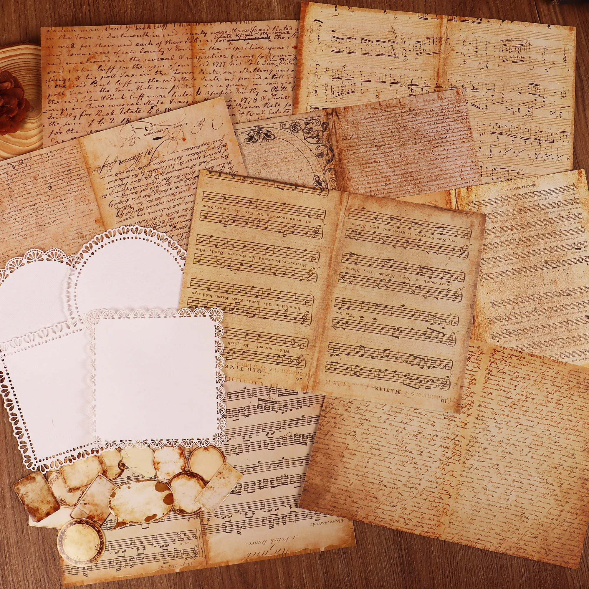 

JAIIMAN78pieces Vintage Music Text Style DIY Decoration Kits Textured Paper and Sticker,for Arts Crafts,Scrapbooking Supplies