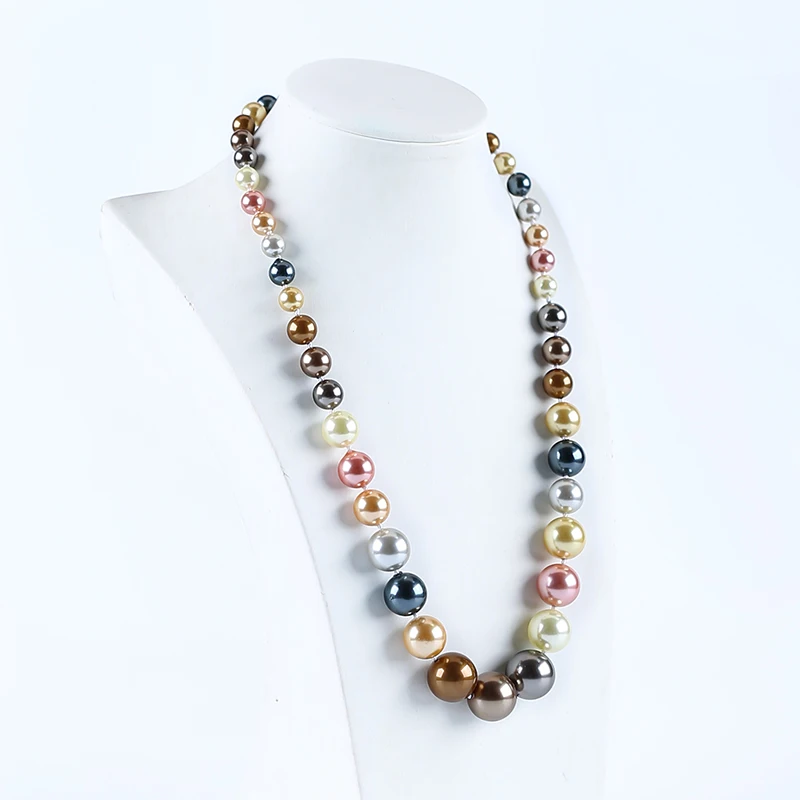 Fine Jewelry Round Shell Pearl Necklace Accessories Beads For DIY Jewelry Making Mixed Color 16mm 8mm 51-55inch 77g
