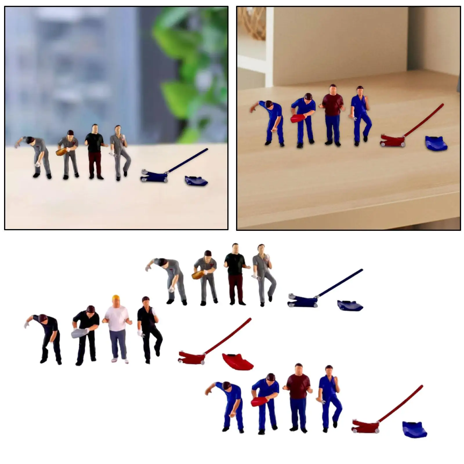 4x 1/64 Diorama Figures Miniature Scene for Desktop Ornament Model Building Kits